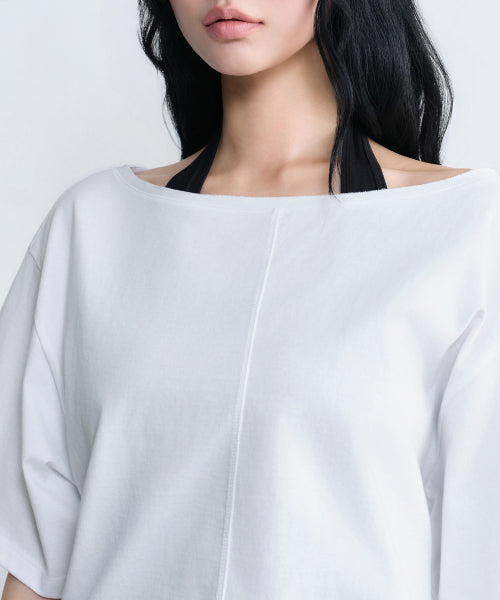 MUSINSA STANDARD WOMAN MUSINSA STANDARD WOMAN T-Shirt Relaxed Off-Shoulder (White)