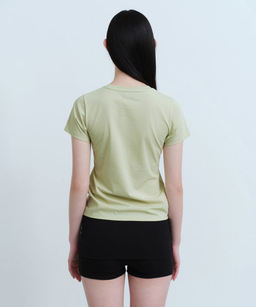 MUSINSA STANDARD WOMAN MUSINSA STANDARD WOMAN T-Shirt Slim Crew Neck Sage