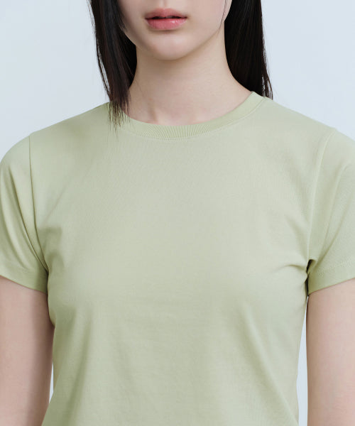MUSINSA STANDARD WOMAN MUSINSA STANDARD WOMAN T-Shirt Slim Crew Neck Sage
