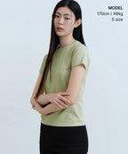MUSINSA STANDARD WOMAN MUSINSA STANDARD WOMAN T-Shirt Slim Crew Neck Sage