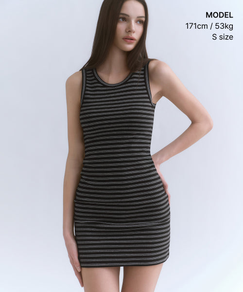 MUSINSA STANDARD WOMAN MUSINSA STANDARD WOMAN Women's Striped Tank Dress [Black]