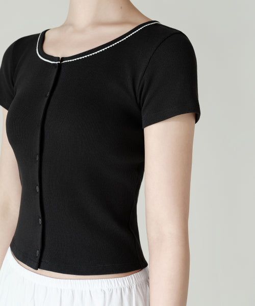 MUSINSA STANDARD WOMAN MUSINSA STANDARD WOMAN Cardigan Short Sleeve Black