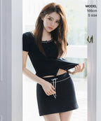 MUSINSA STANDARD WOMAN MUSINSA STANDARD WOMAN Women's Lace Trim Jersey Mini Skirt [Black]