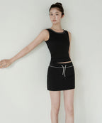 MUSINSA STANDARD WOMAN MUSINSA STANDARD WOMAN Women's Lace Trim Jersey Mini Skirt [Black]