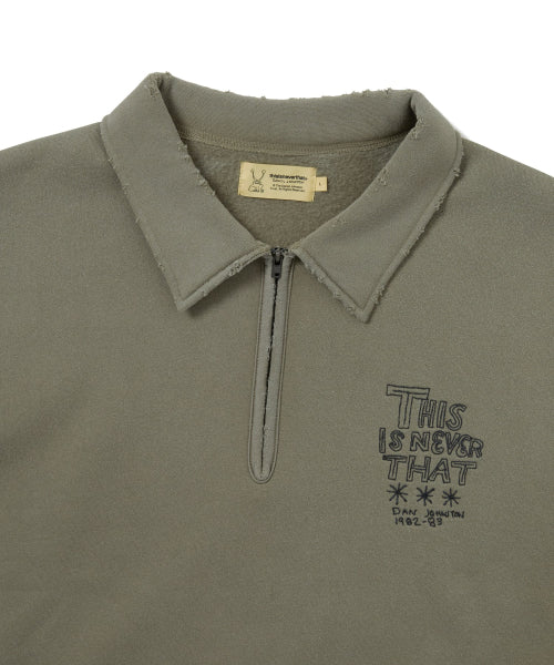 THISISNEVERTHAT THISISNEVERTHAT TNT Daniel Johnston Half Zip Sweatshirt Mud