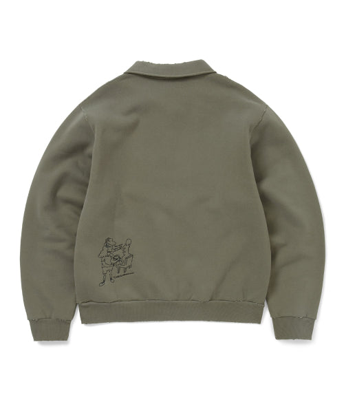THISISNEVERTHAT THISISNEVERTHAT TNT Daniel Johnston Half Zip Sweatshirt Mud