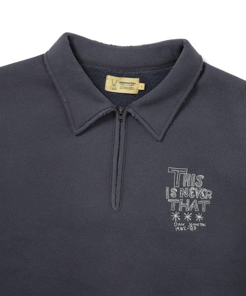 THISISNEVERTHAT THISISNEVERTHAT TNT Daniel Johnston H.Y.L.A. Half Zip Sweatshirt Faded Navy