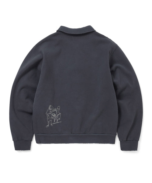 THISISNEVERTHAT THISISNEVERTHAT TNT Daniel Johnston H.Y.L.A. Half Zip Sweatshirt Faded Navy