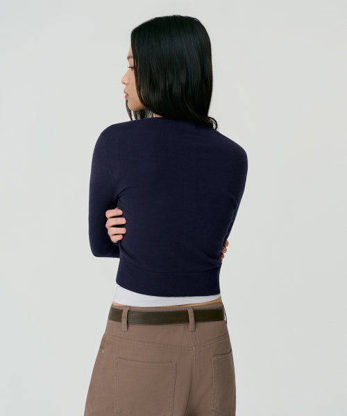 MUSINSA STANDARD WOMAN MUSINSA STANDARD WOMAN Cardigan Slim Fit [Dark Navy]