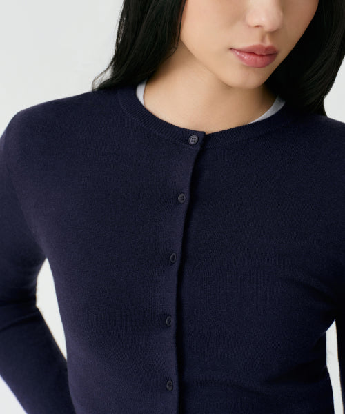 MUSINSA STANDARD WOMAN MUSINSA STANDARD WOMAN Cardigan Slim Fit [Dark Navy]