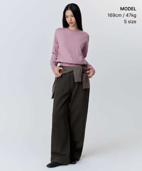 MUSINSA STANDARD WOMAN MUSINSA STANDARD WOMAN Women's Essential Round Neck Knit Smoke Pink