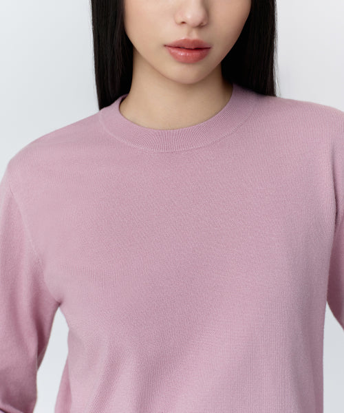 MUSINSA STANDARD WOMAN MUSINSA STANDARD WOMAN Women's Essential Round Neck Knit Smoke Pink