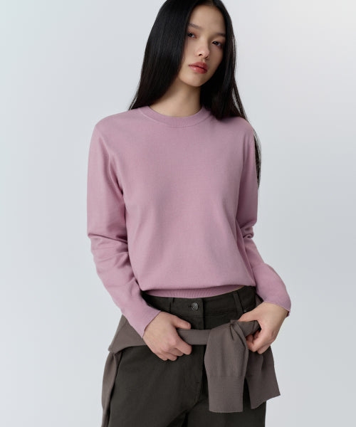 MUSINSA STANDARD WOMAN MUSINSA STANDARD WOMAN Women's Essential Round Neck Knit Smoke Pink