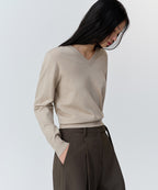 MUSINSA STANDARD WOMAN MUSINSA STANDARD WOMAN Women's Essential V-neck Knit Greyish Beige