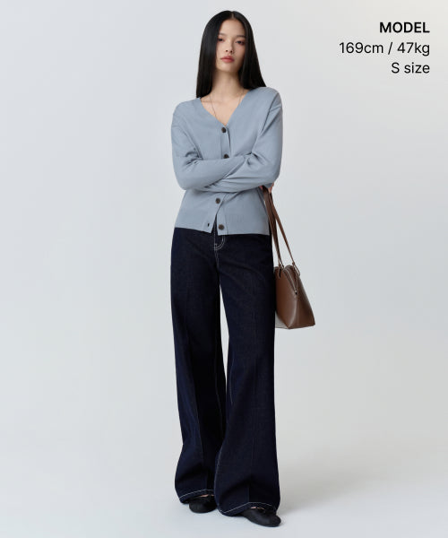 MUSINSA STANDARD WOMAN MUSINSA STANDARD WOMAN Cardigan Relaxed Fit [Greyish Blue]