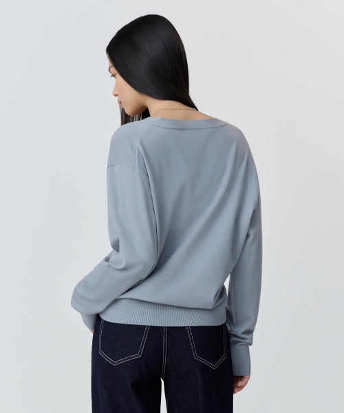 MUSINSA STANDARD WOMAN MUSINSA STANDARD WOMAN Cardigan Relaxed Fit [Greyish Blue]