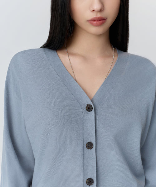 MUSINSA STANDARD WOMAN MUSINSA STANDARD WOMAN Cardigan Relaxed Fit [Greyish Blue]