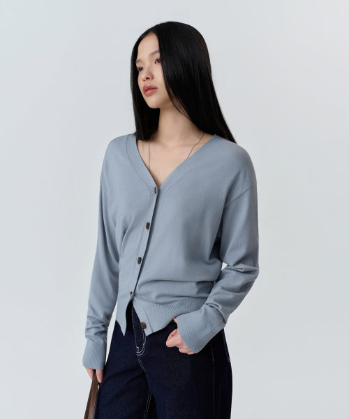 MUSINSA STANDARD WOMAN MUSINSA STANDARD WOMAN Cardigan Relaxed Fit [Greyish Blue]
