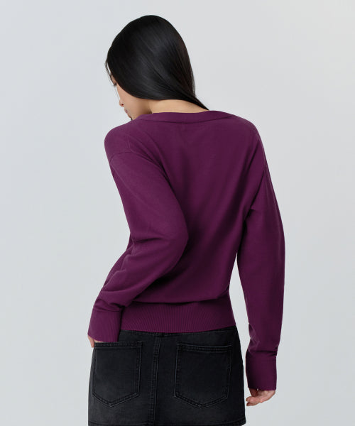 MUSINSA STANDARD WOMAN MUSINSA STANDARD WOMAN Cardigan Relaxed [Plum]
