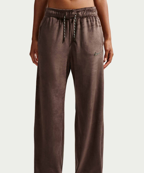 NIKE NIKE Sportswear High Waist Wide Leg Velor Pants - Baroque Brown