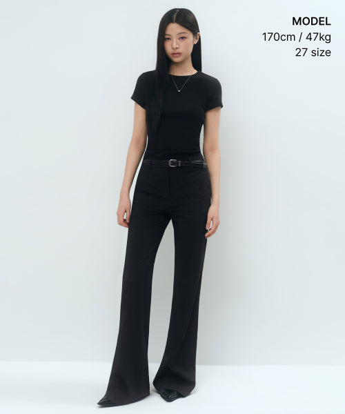 MUSINSA STANDARD WOMAN MUSINSA STANDARD WOMAN Slacks Low Rise Flare [Black] (Size 26)