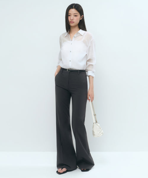 MUSINSA STANDARD WOMAN MUSINSA STANDARD WOMAN Slacks Low Rise Flare [Gray] (Size 26)