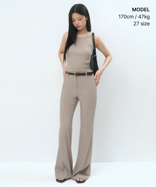 MUSINSA STANDARD WOMAN MUSINSA STANDARD WOMAN Women's Slacks Low Rise Flare (Light Beige)