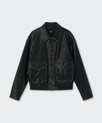 MUSINSA STANDARD WOMAN MUSINSA STANDARD WOMAN Women's Faded Synthetic Leather Aviator Jacket