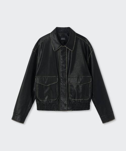 MUSINSA STANDARD WOMAN MUSINSA STANDARD WOMAN Women's Faded Synthetic Leather Aviator Jacket