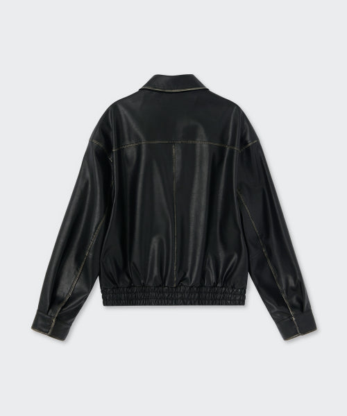MUSINSA STANDARD WOMAN MUSINSA STANDARD WOMAN Women's Faded Synthetic Leather Aviator Jacket