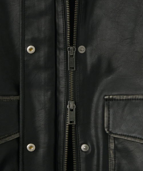 MUSINSA STANDARD WOMAN MUSINSA STANDARD WOMAN Women's Faded Synthetic Leather Aviator Jacket