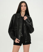 MUSINSA STANDARD WOMAN MUSINSA STANDARD WOMAN Women's Faded Synthetic Leather Aviator Jacket