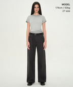 MUSINSA STANDARD WOMAN MUSINSA STANDARD WOMAN Women's Vertical Stripe Wide Pants (Dark Gray)