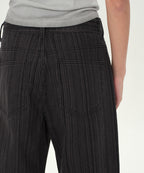 MUSINSA STANDARD WOMAN MUSINSA STANDARD WOMAN Women's Vertical Stripe Wide Pants (Dark Gray)