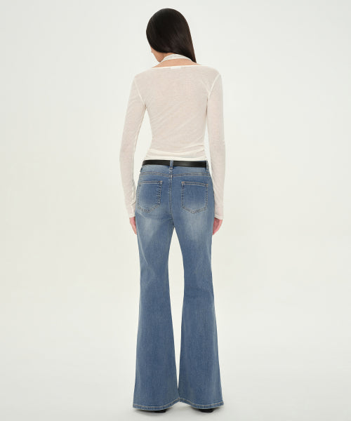 MUSINSA STANDARD WOMAN MUSINSA STANDARD WOMAN Denim Pants Slim Flare (Light Indigo)