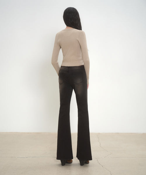 MUSINSA STANDARD WOMAN MUSINSA STANDARD WOMAN Women's Denim Pants Slim Flare [Rusty Black]