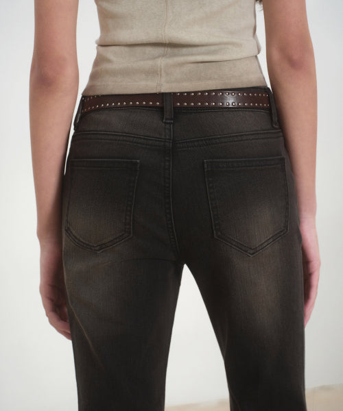 MUSINSA STANDARD WOMAN MUSINSA STANDARD WOMAN Women's Denim Pants Slim Flare [Rusty Black]
