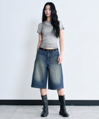 MUSINSA STANDARD WOMAN MUSINSA STANDARD WOMAN Women's Denim Skater Shorts [Medium Indigo]