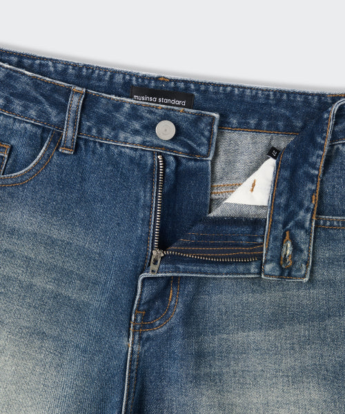 MUSINSA STANDARD WOMAN MUSINSA STANDARD WOMAN Women's Denim Skater Shorts [Medium Indigo]
