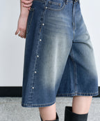 MUSINSA STANDARD WOMAN MUSINSA STANDARD WOMAN Women's Denim Skater Shorts [Medium Indigo]
