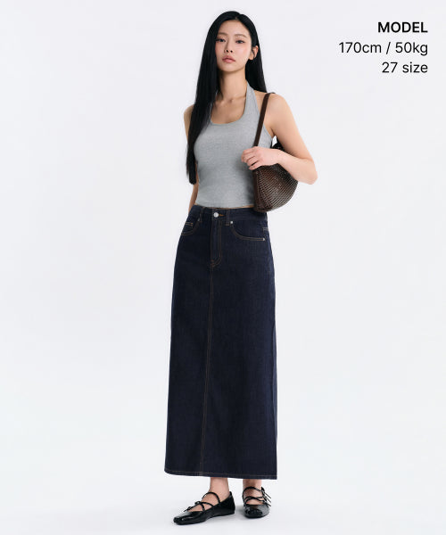 MUSINSA STANDARD WOMAN MUSINSA STANDARD WOMAN Denim Maxi Skirt deep indigo