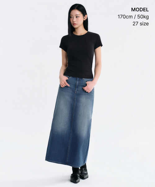 MUSINSA STANDARD WOMAN MUSINSA STANDARD WOMAN Denim Maxi Skirt Medium Indigo