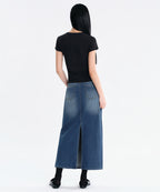 MUSINSA STANDARD WOMAN MUSINSA STANDARD WOMAN Denim Maxi Skirt Medium Indigo