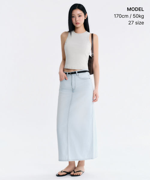 MUSINSA STANDARD WOMAN MUSINSA STANDARD WOMAN Denim Maxi Skirt Pale Blue