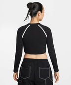 NIKE NIKE Sportswear Tight Long Sleeve Crop Top - Black:Chalk