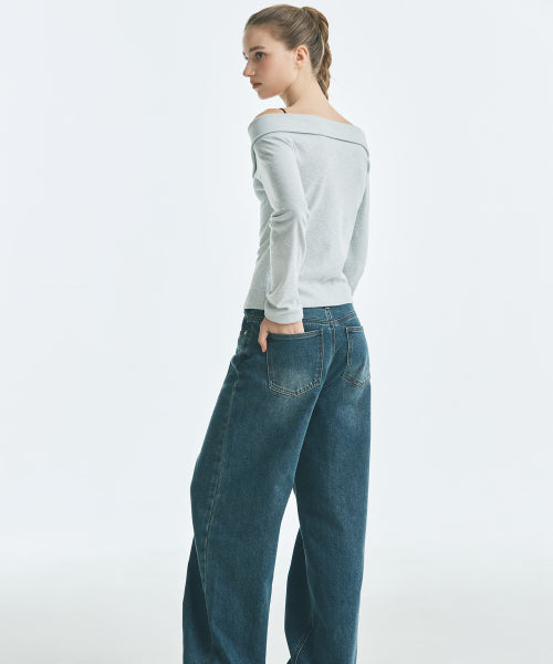 MIXXO MIXXO Washed Wide Fit Cozy Denim C