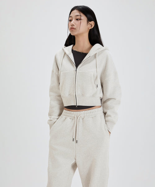 MIXXO MIXXO Hoodie Brushed Crop Zip-Up