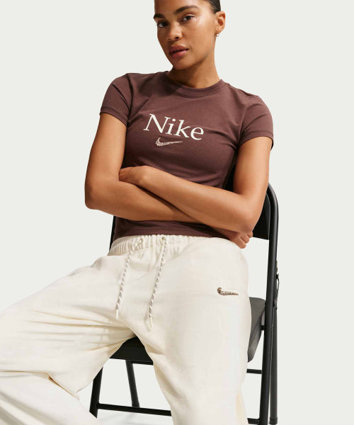 NIKE NIKE Sportswear High Waist Wide Leg Velor Pants - Coconut Milk