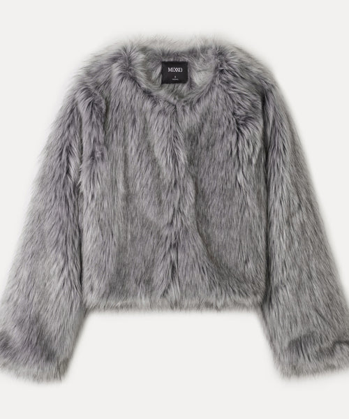 MIXXO MIXXO Jacket Round Neck Fake Fur