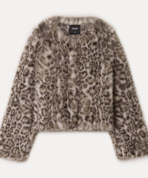 MIXXO MIXXO Jacket Round Neck Fake Fur